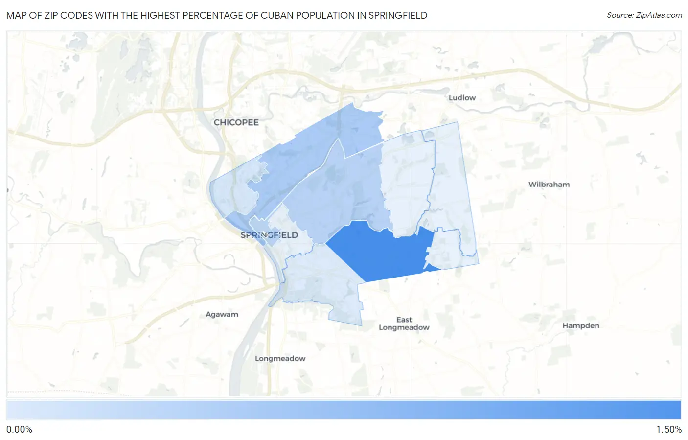 Zip Codes with the Highest Percentage of Cuban Population in Springfield Map
