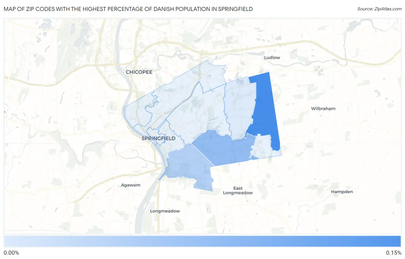 Zip Codes with the Highest Percentage of Danish Population in Springfield Map