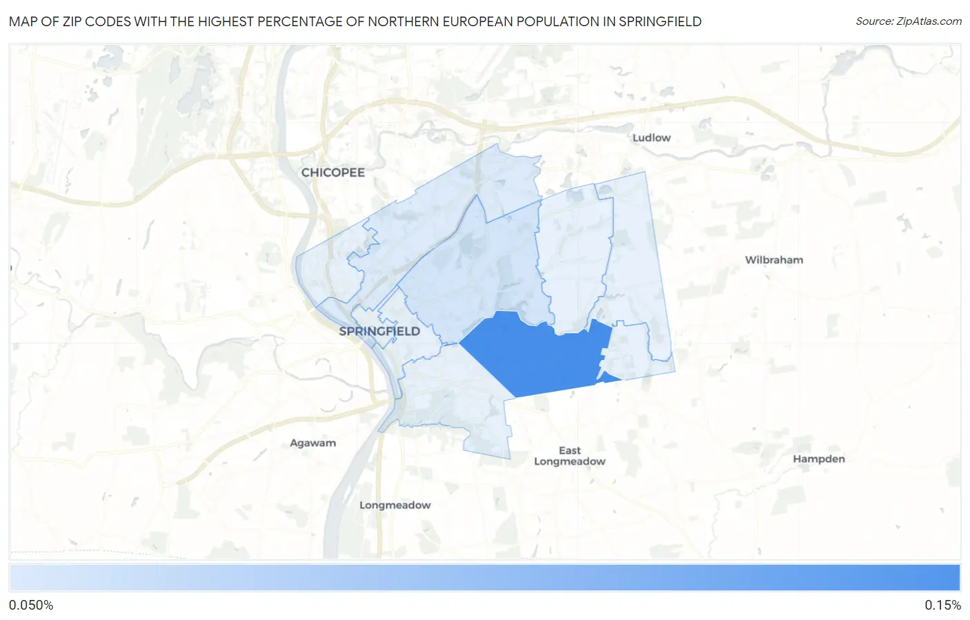 Zip Codes with the Highest Percentage of Northern European Population in Springfield Map