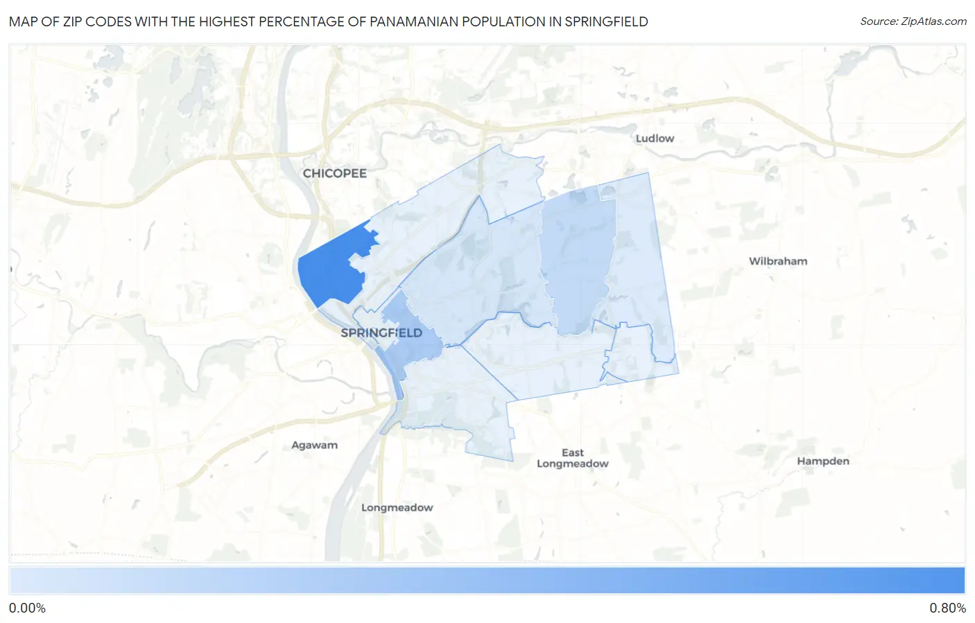 Zip Codes with the Highest Percentage of Panamanian Population in Springfield Map