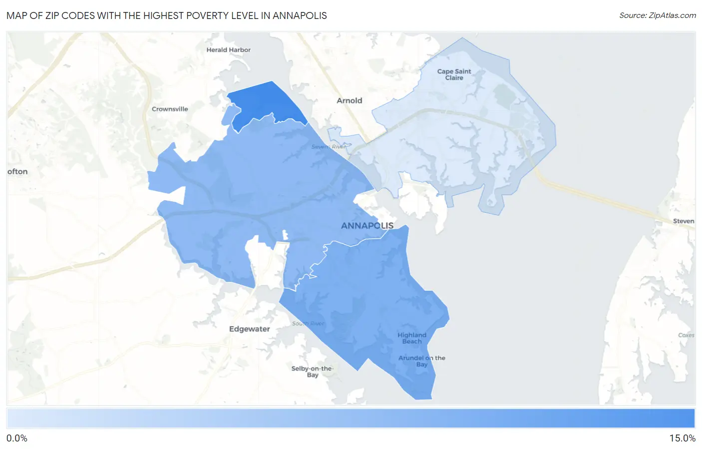 Zip Codes with the Highest Poverty Level in Annapolis Map