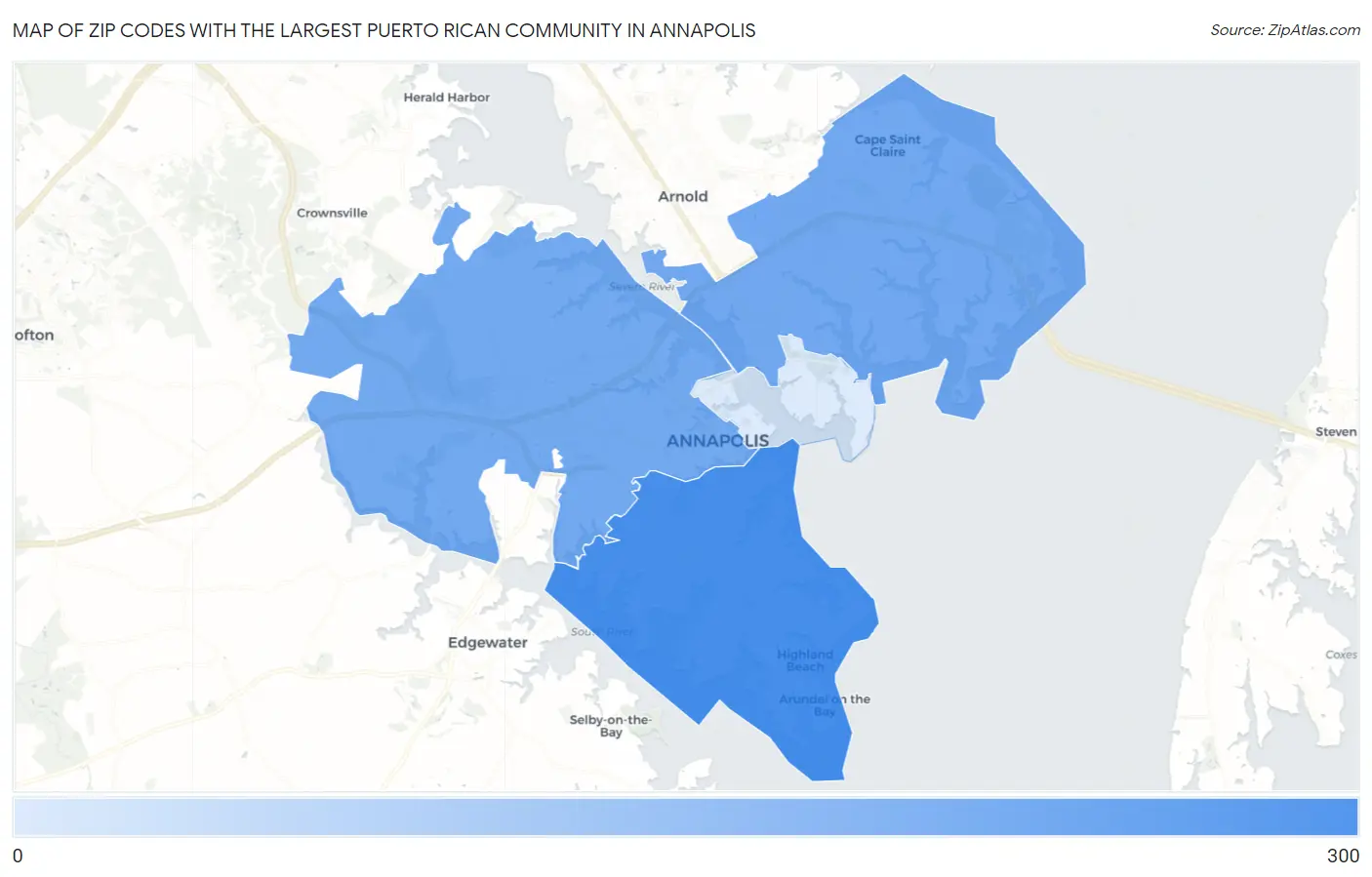 Zip Codes with the Largest Puerto Rican Community in Annapolis Map
