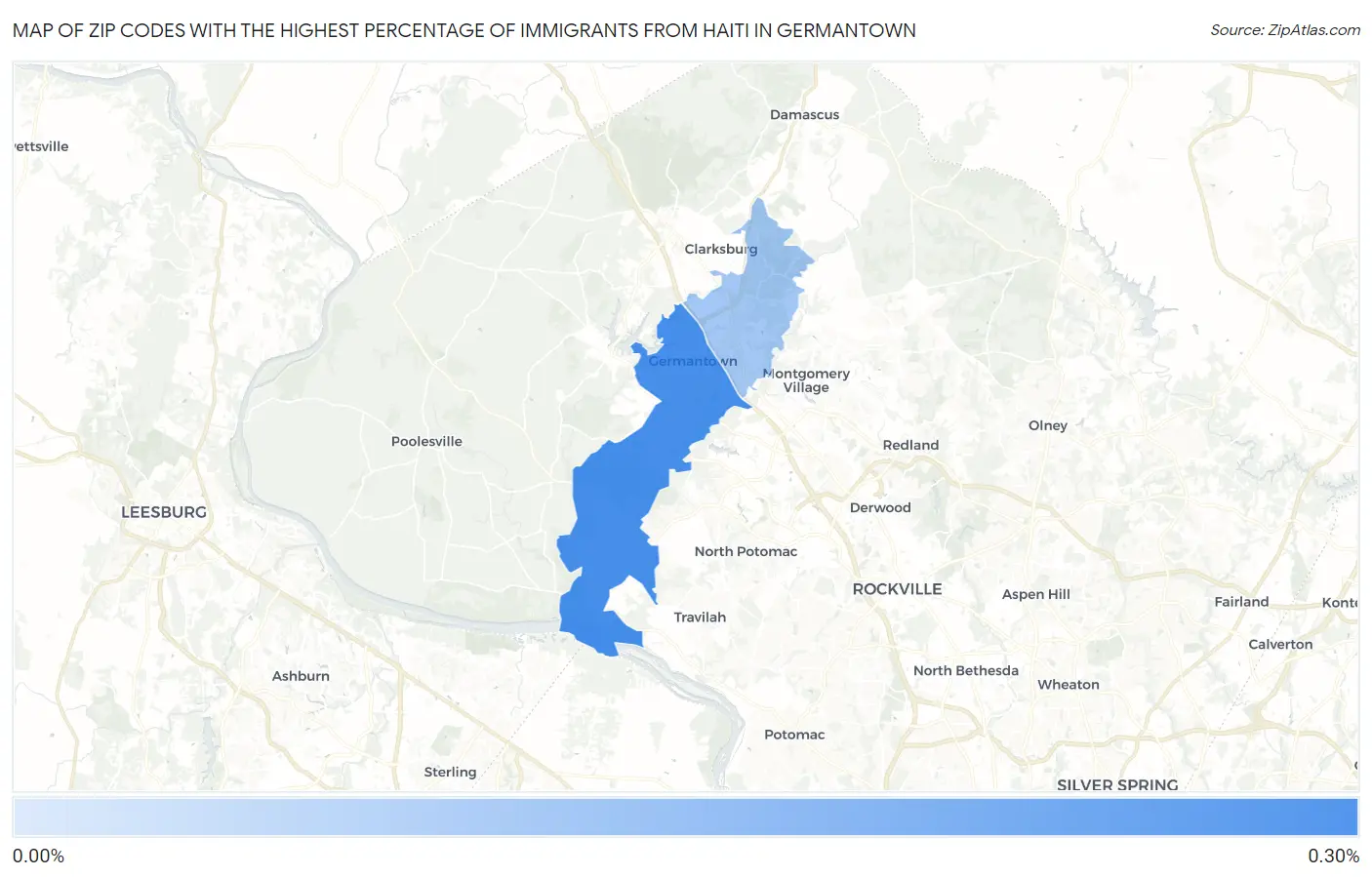 Zip Codes with the Highest Percentage of Immigrants from Haiti in Germantown Map