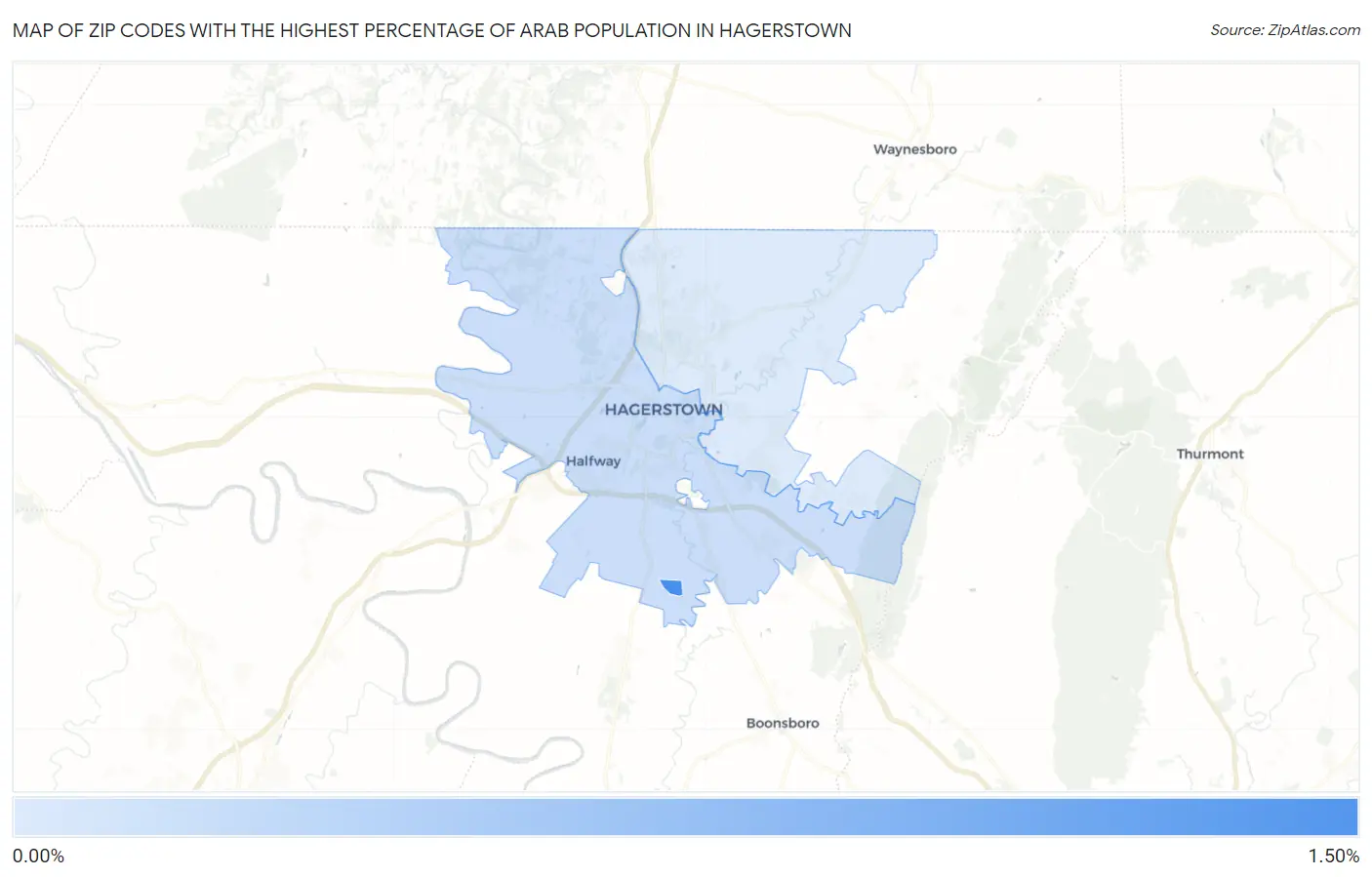 Zip Codes with the Highest Percentage of Arab Population in Hagerstown Map