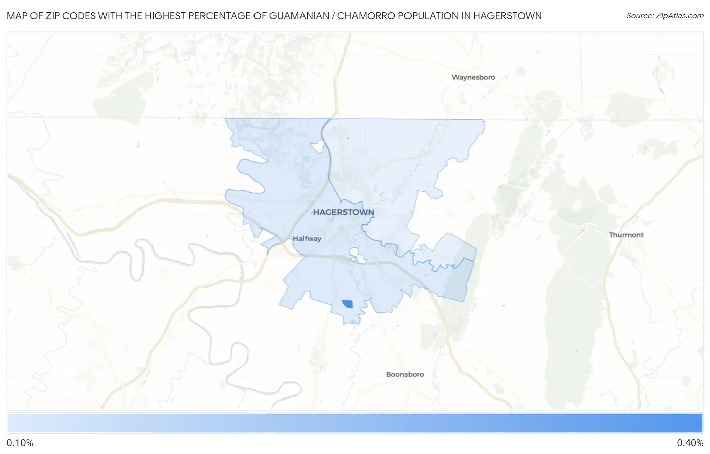 Zip Codes with the Highest Percentage of Guamanian / Chamorro Population in Hagerstown Map