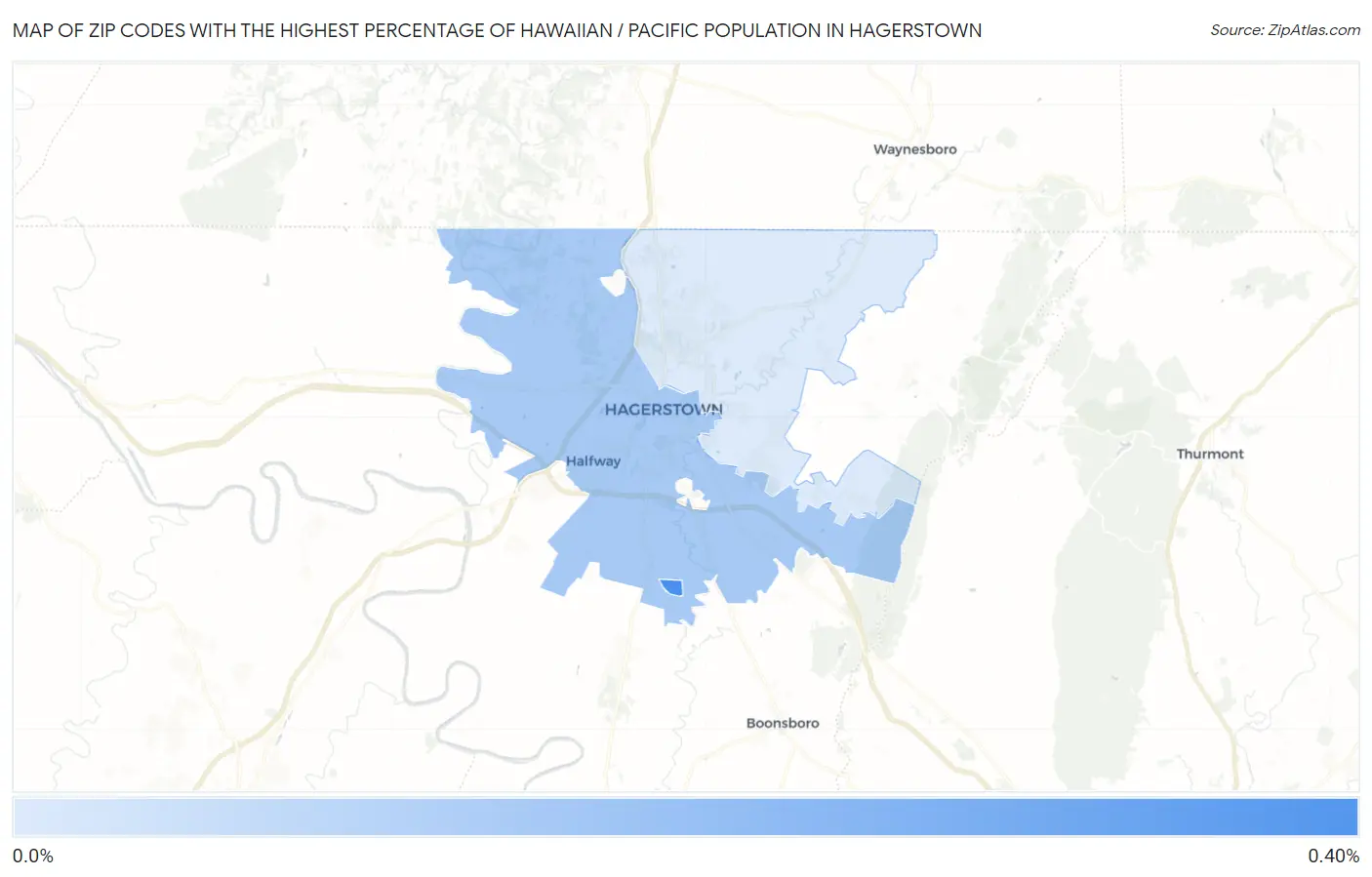 Zip Codes with the Highest Percentage of Hawaiian / Pacific Population in Hagerstown Map