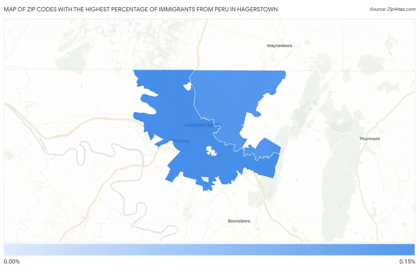 Zip Codes with the Highest Percentage of Immigrants from Peru in Hagerstown Map