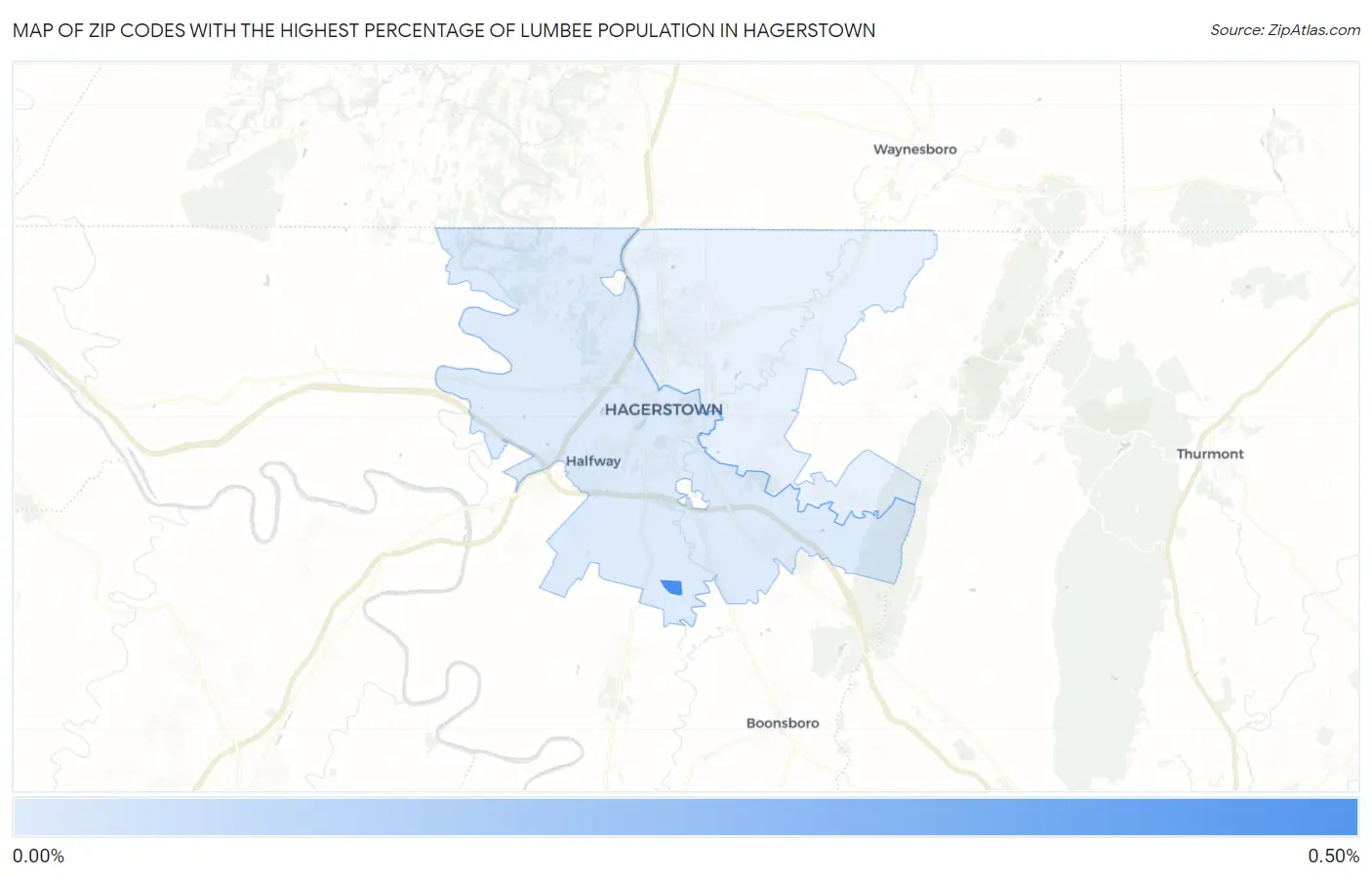 Zip Codes with the Highest Percentage of Lumbee Population in Hagerstown Map