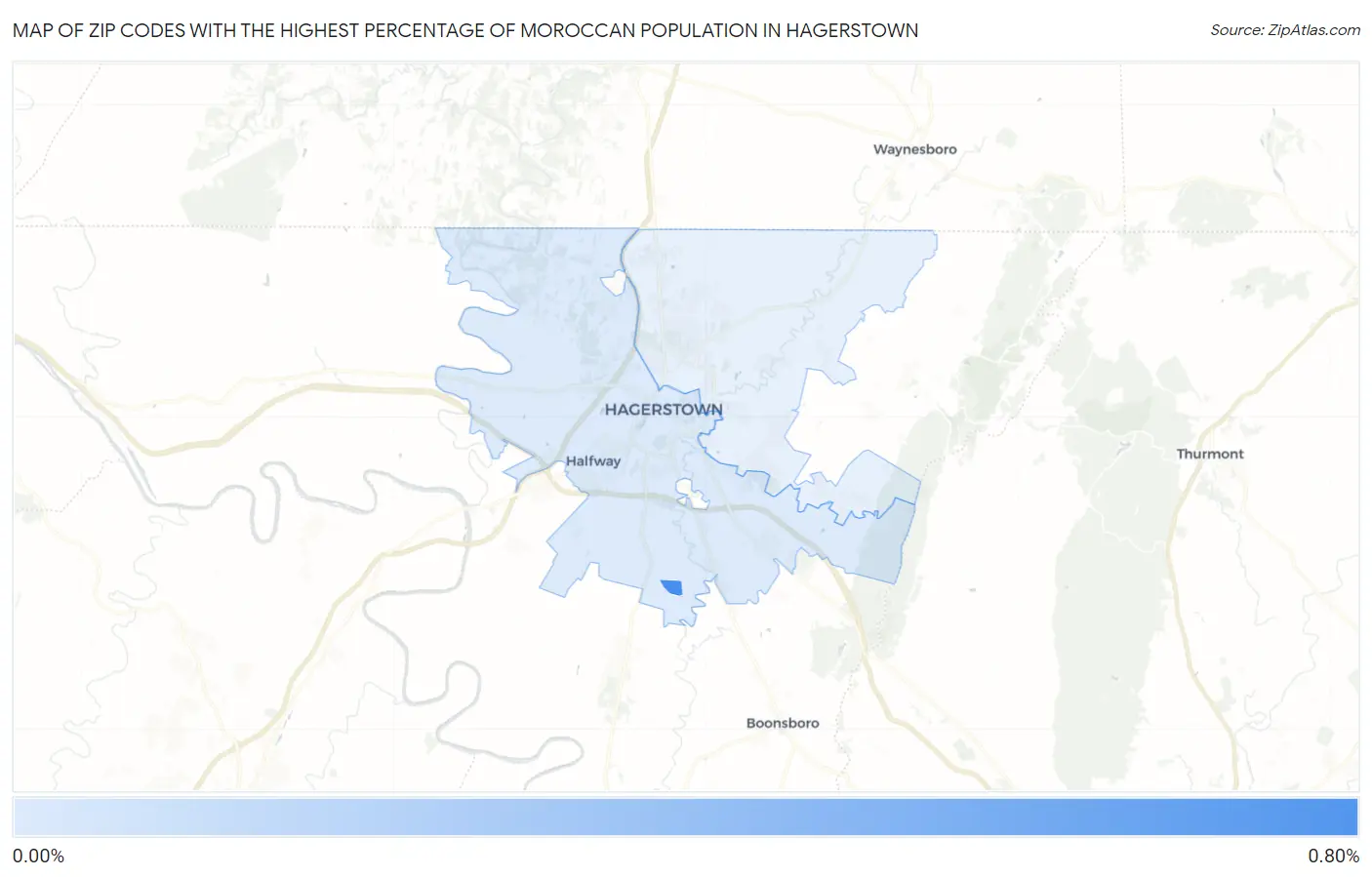 Zip Codes with the Highest Percentage of Moroccan Population in Hagerstown Map