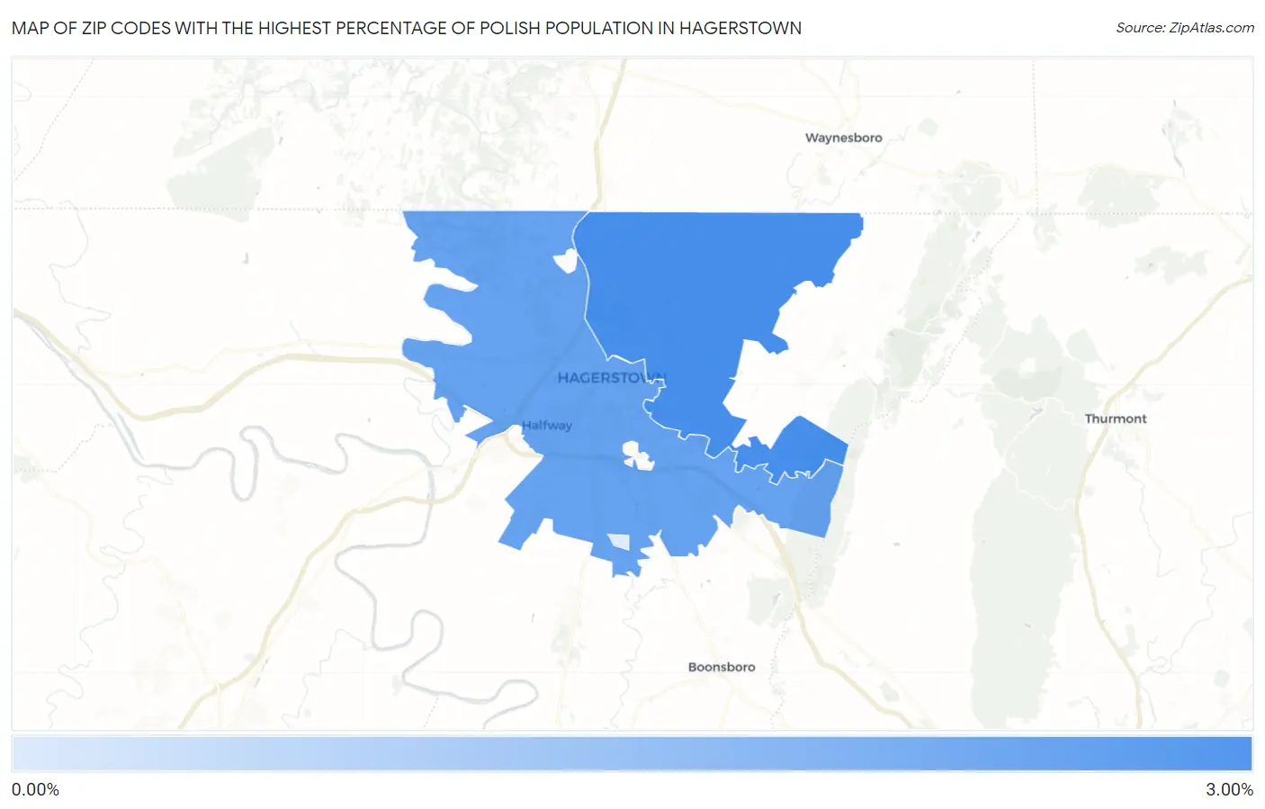 Zip Codes with the Highest Percentage of Polish Population in Hagerstown Map