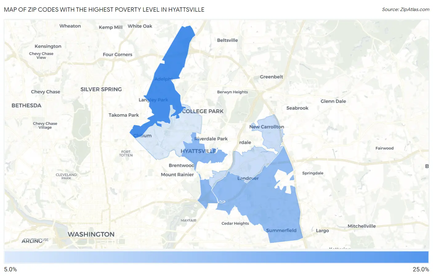 Zip Codes with the Highest Poverty Level in Hyattsville Map