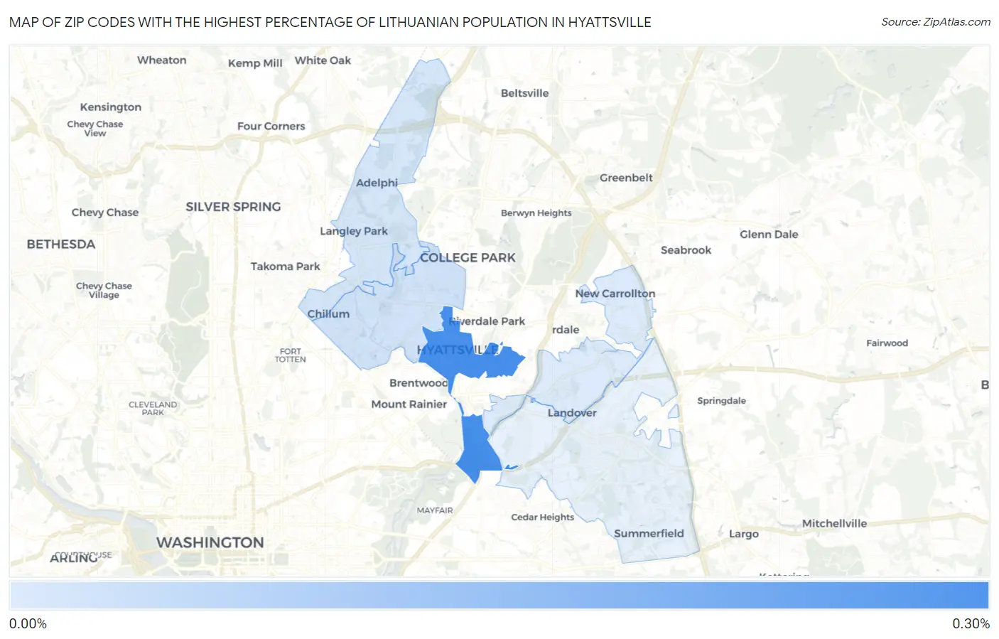 Zip Codes with the Highest Percentage of Lithuanian Population in Hyattsville Map