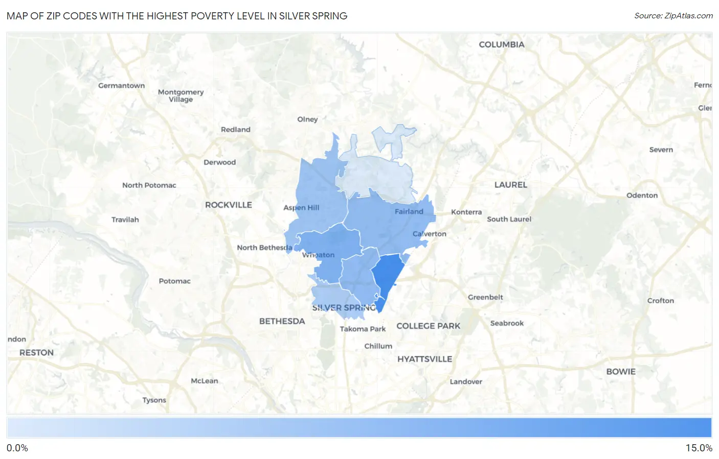 Zip Codes with the Highest Poverty Level in Silver Spring Map