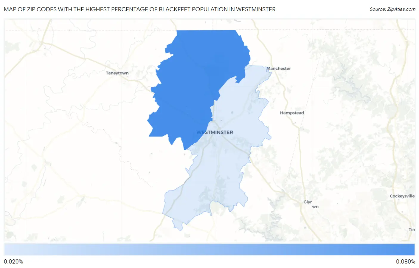 Zip Codes with the Highest Percentage of Blackfeet Population in Westminster Map