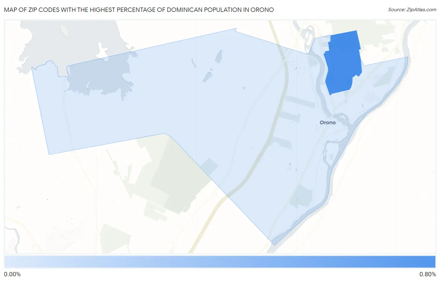 Zip Codes with the Highest Percentage of Dominican Population in Orono Map