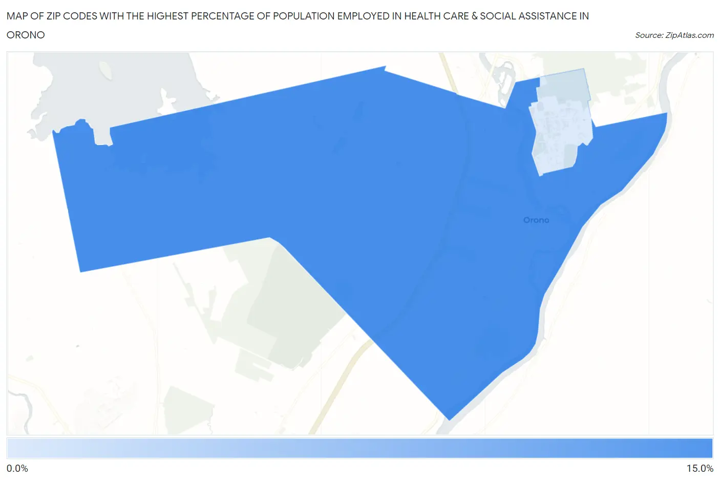 Zip Codes with the Highest Percentage of Population Employed in Health Care & Social Assistance in Orono Map