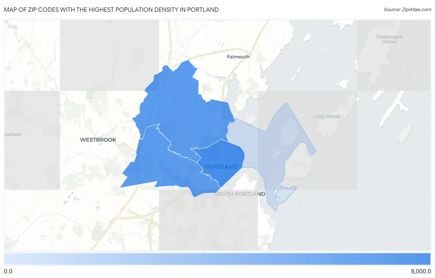 Zip Codes with the Highest Population Density in Portland Map