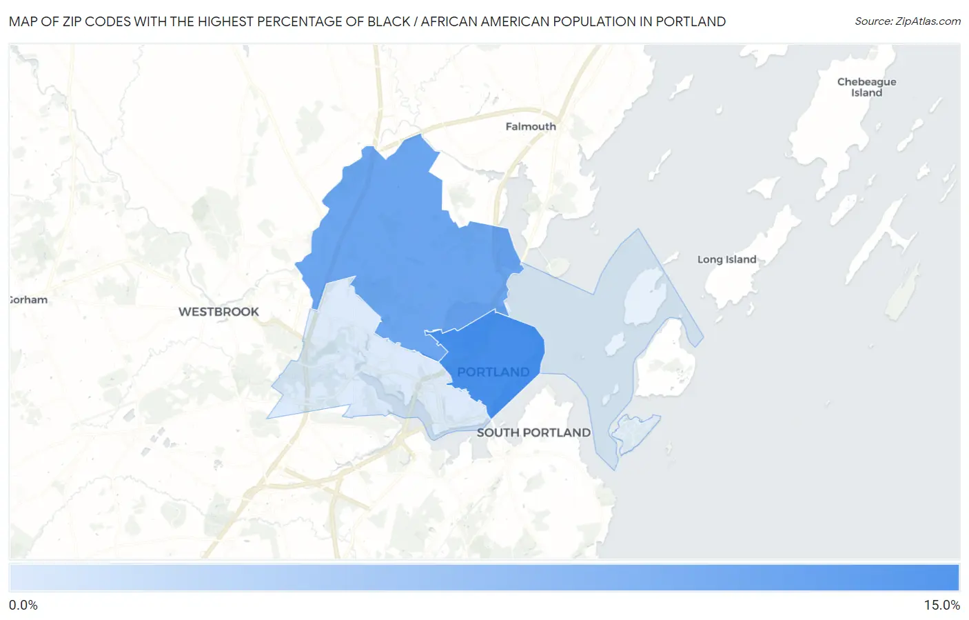 Zip Codes with the Highest Percentage of Black / African American Population in Portland Map