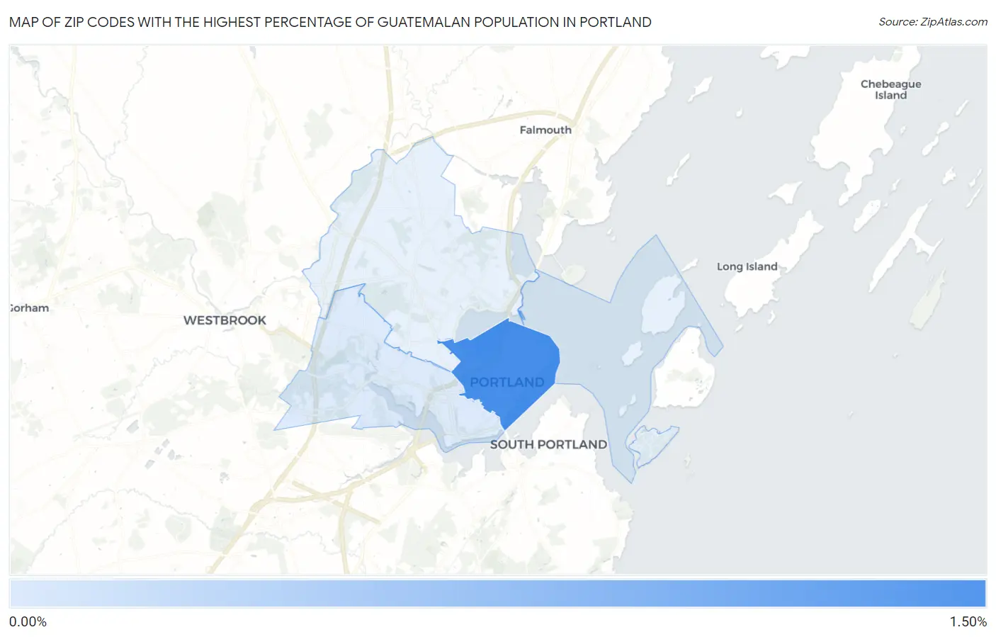 Zip Codes with the Highest Percentage of Guatemalan Population in Portland Map