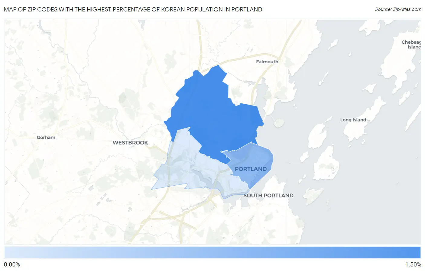 Zip Codes with the Highest Percentage of Korean Population in Portland Map