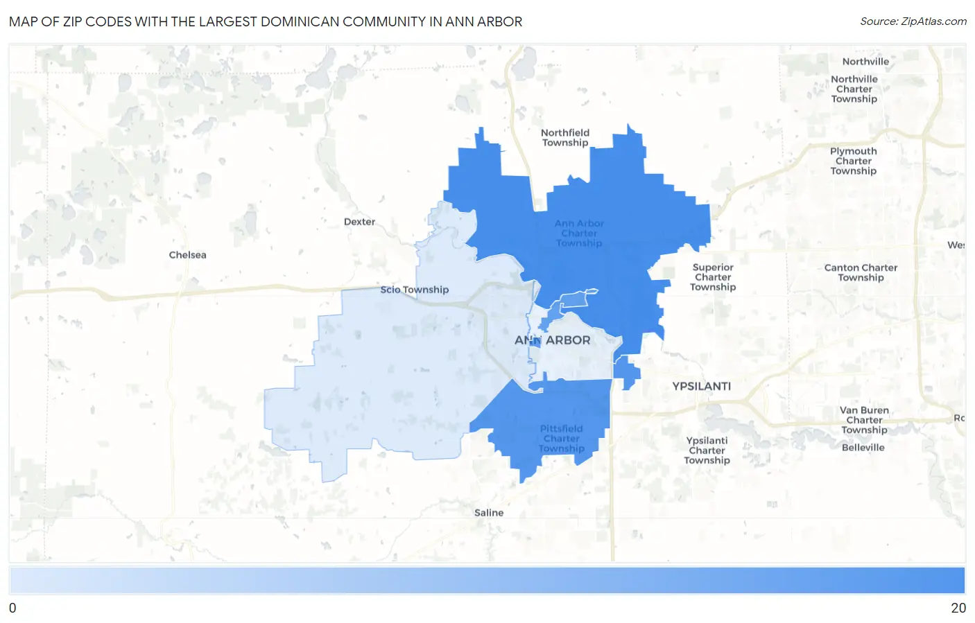 Zip Codes with the Largest Dominican Community in Ann Arbor Map