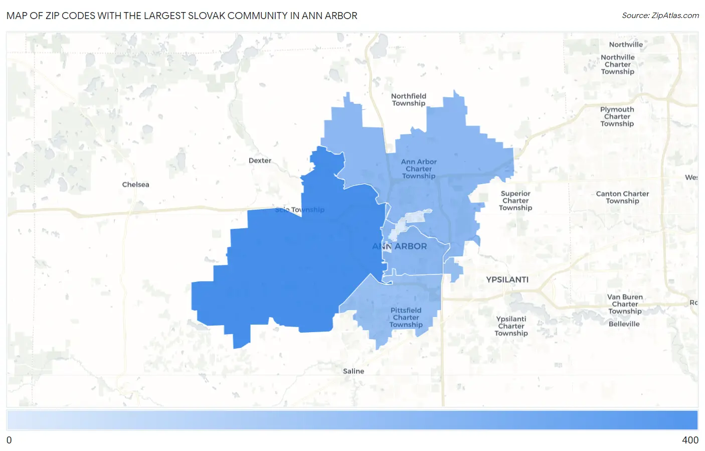 Zip Codes with the Largest Slovak Community in Ann Arbor Map