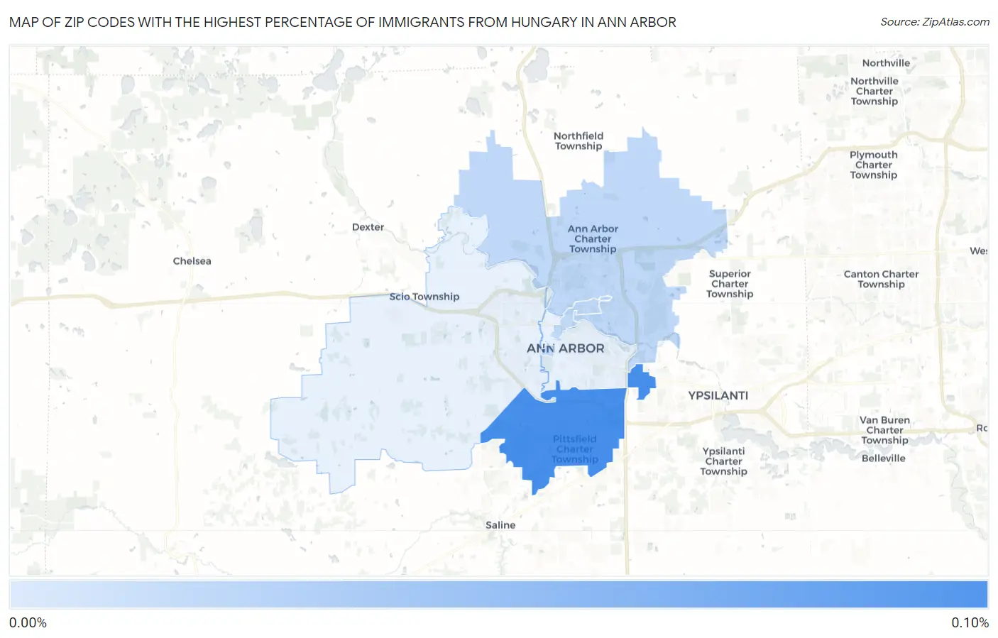 Zip Codes with the Highest Percentage of Immigrants from Hungary in Ann Arbor Map