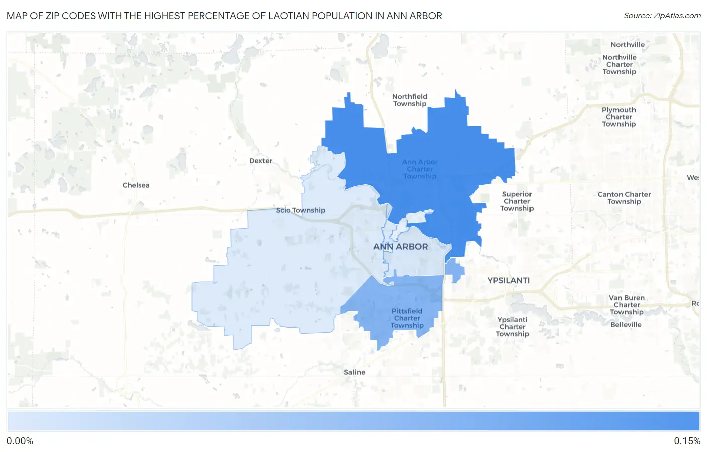 Zip Codes with the Highest Percentage of Laotian Population in Ann Arbor Map