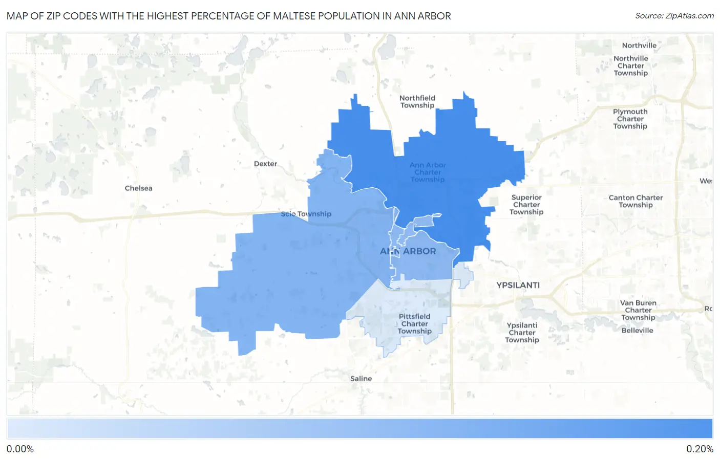Zip Codes with the Highest Percentage of Maltese Population in Ann Arbor Map