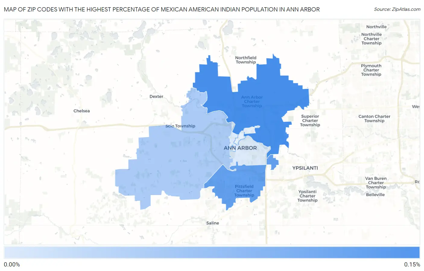 Zip Codes with the Highest Percentage of Mexican American Indian Population in Ann Arbor Map