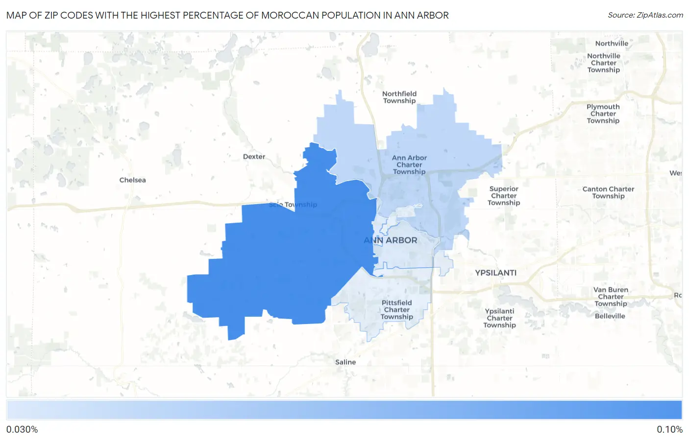 Zip Codes with the Highest Percentage of Moroccan Population in Ann Arbor Map