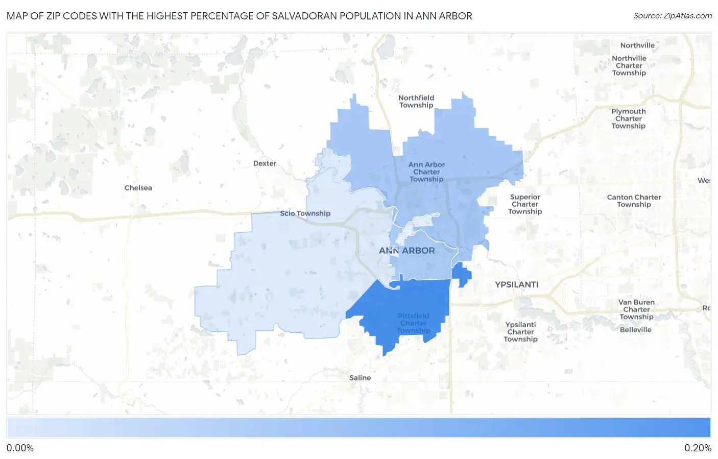Zip Codes with the Highest Percentage of Salvadoran Population in Ann Arbor Map