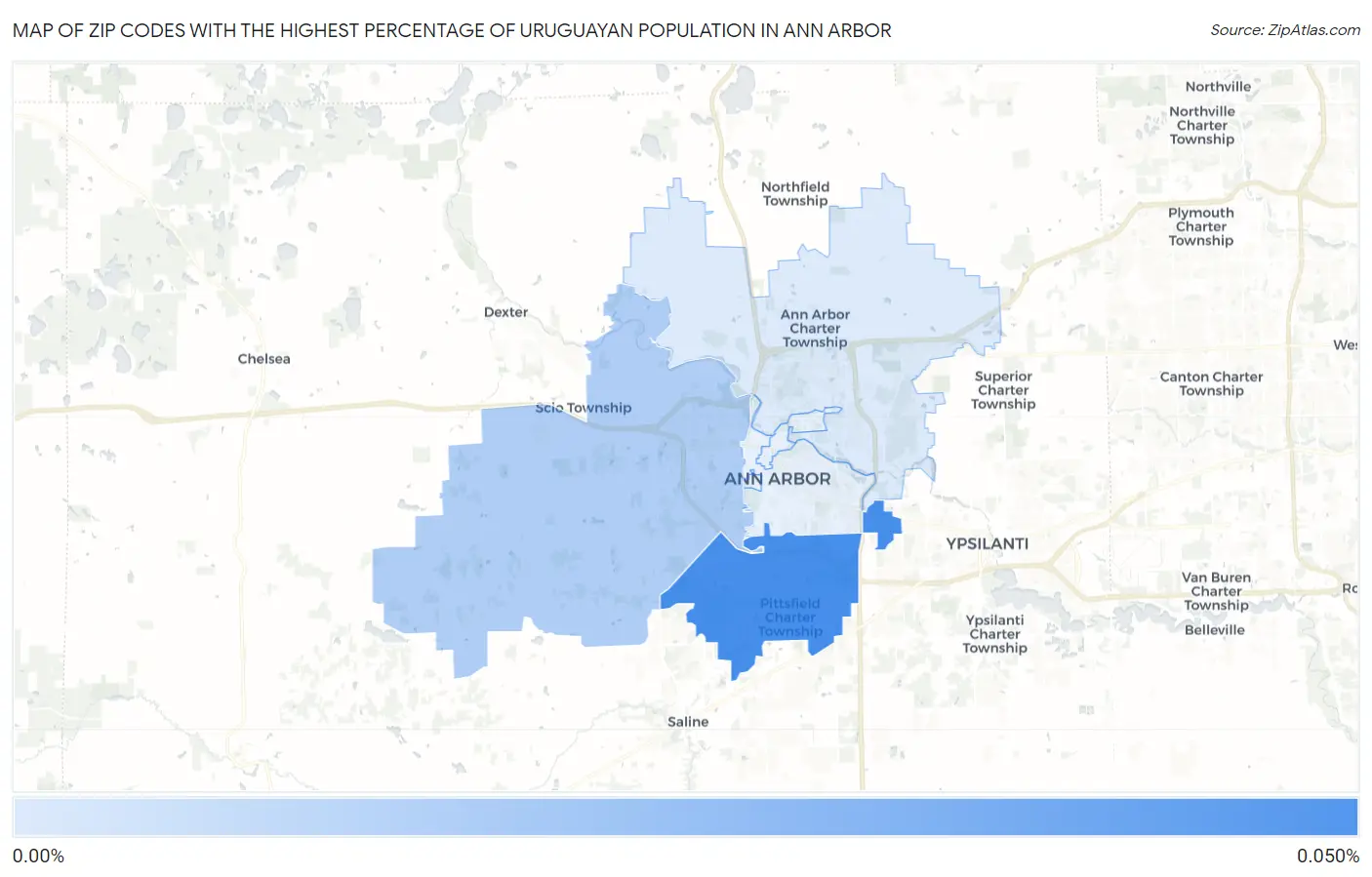 Zip Codes with the Highest Percentage of Uruguayan Population in Ann Arbor Map