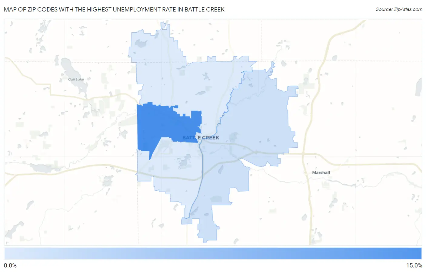 Zip Codes with the Highest Unemployment Rate in Battle Creek Map