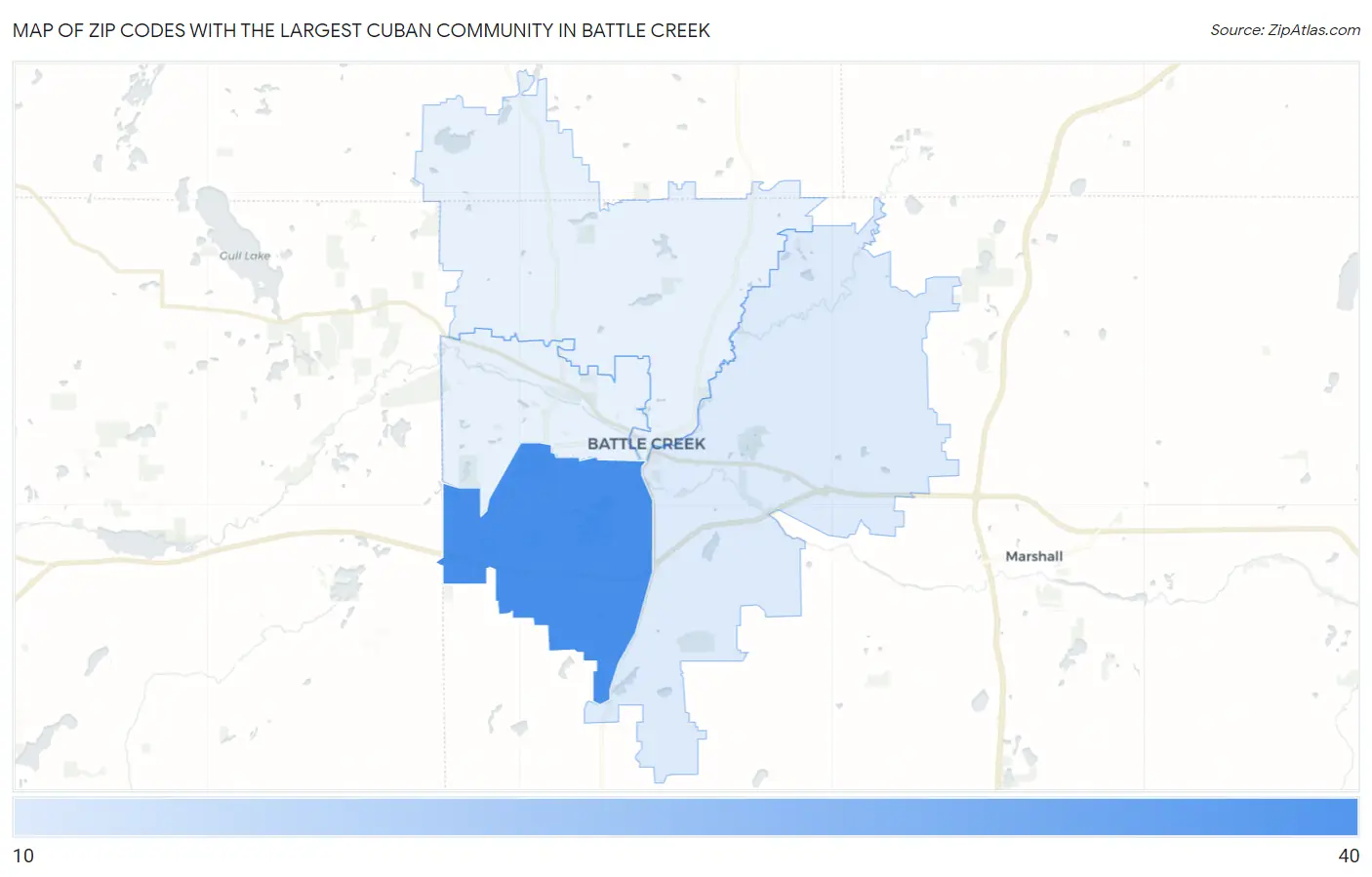 Zip Codes with the Largest Cuban Community in Battle Creek Map
