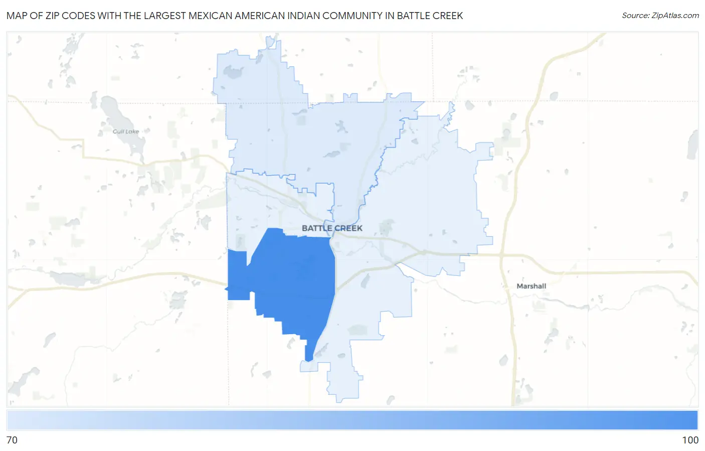 Zip Codes with the Largest Mexican American Indian Community in Battle Creek Map