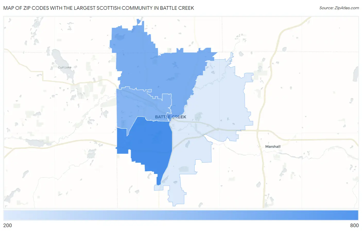 Zip Codes with the Largest Scottish Community in Battle Creek Map