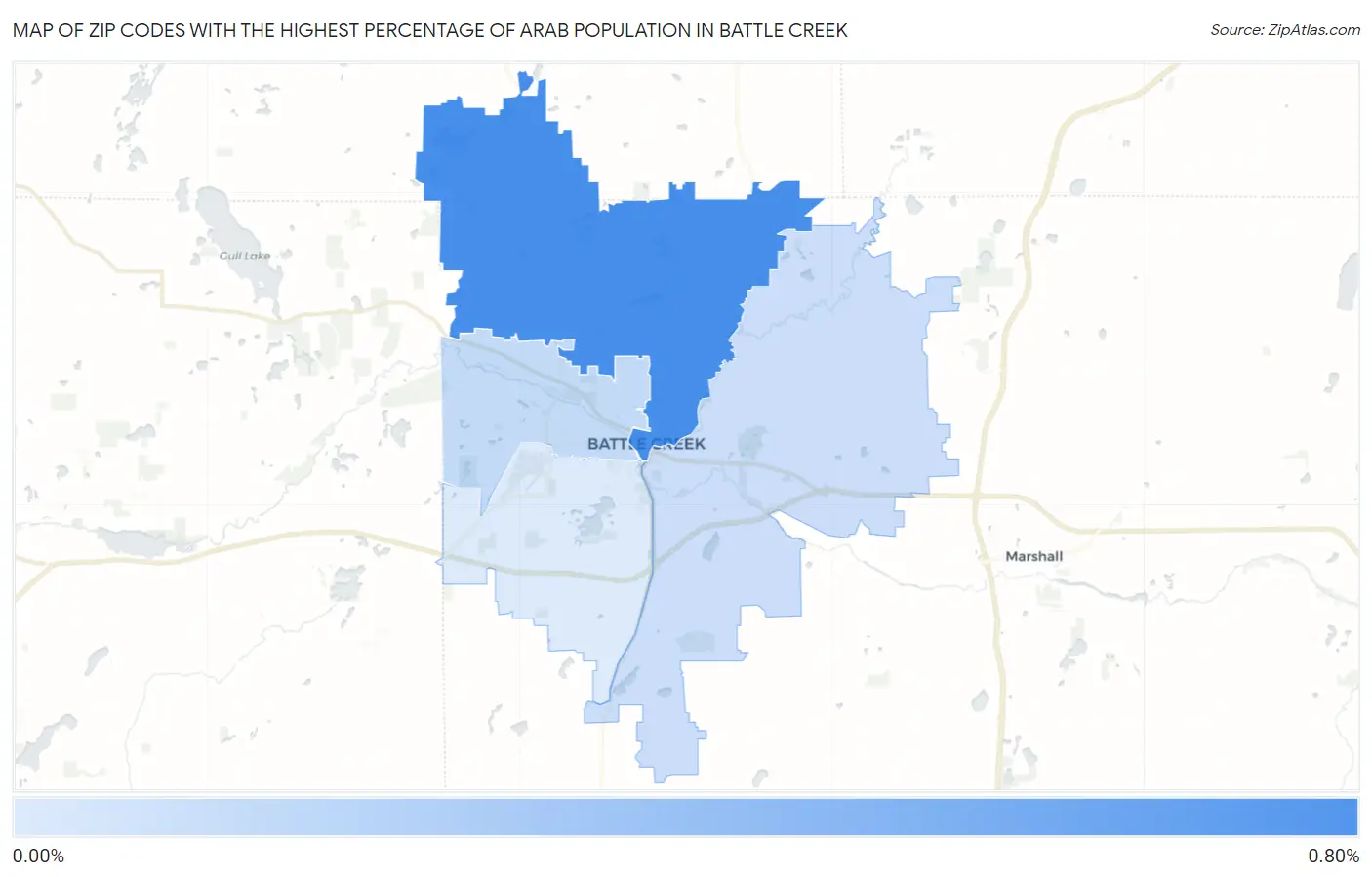 Zip Codes with the Highest Percentage of Arab Population in Battle Creek Map