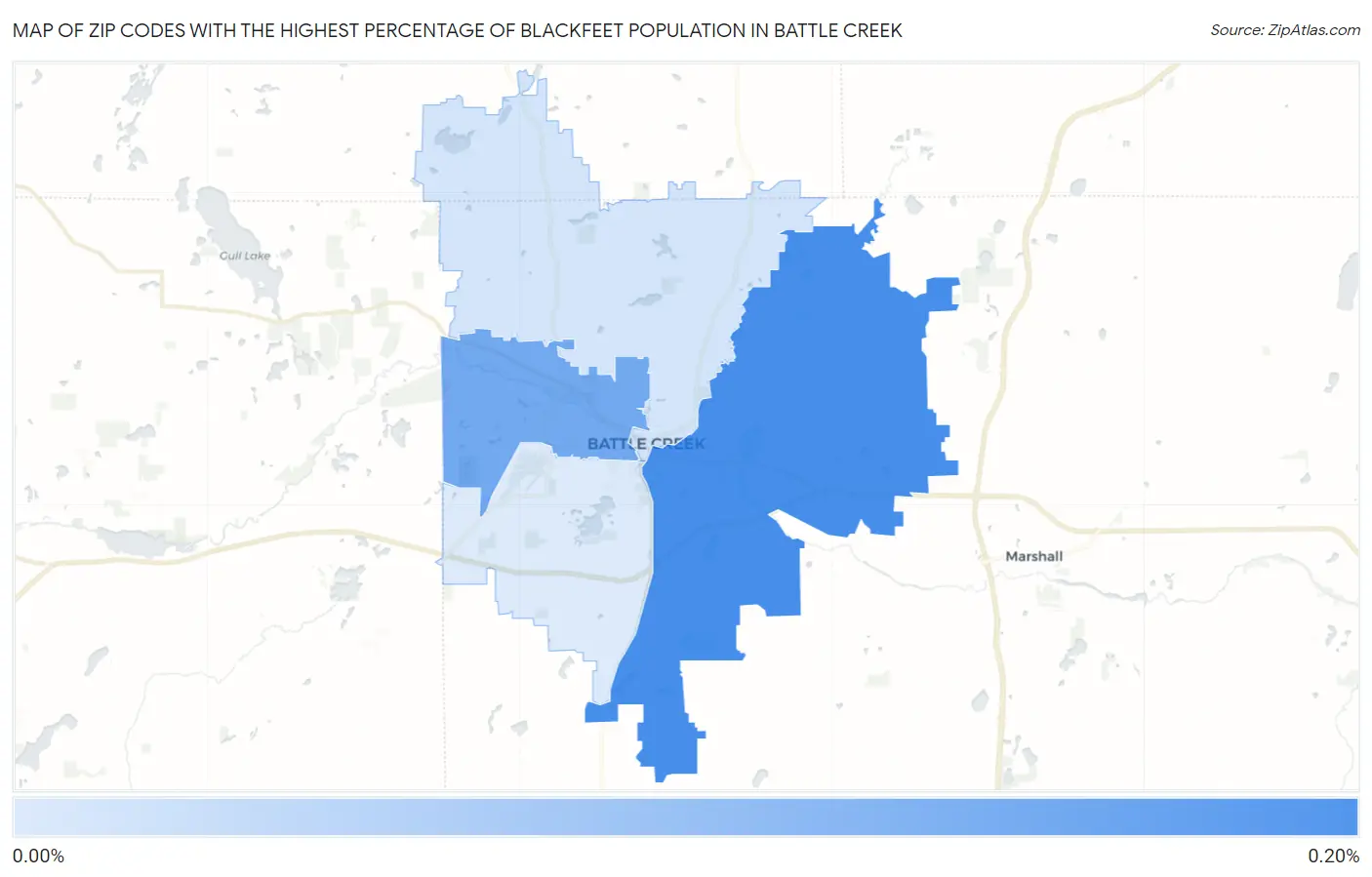 Zip Codes with the Highest Percentage of Blackfeet Population in Battle Creek Map