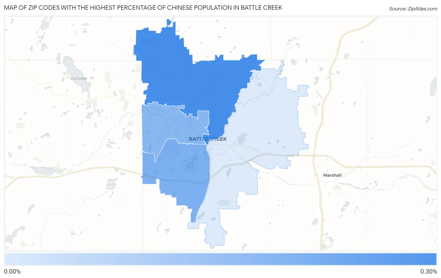 Zip Codes with the Highest Percentage of Chinese Population in Battle Creek Map