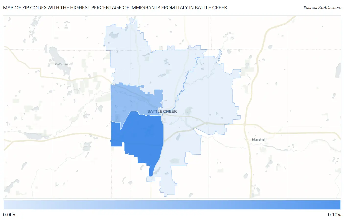 Zip Codes with the Highest Percentage of Immigrants from Italy in Battle Creek Map