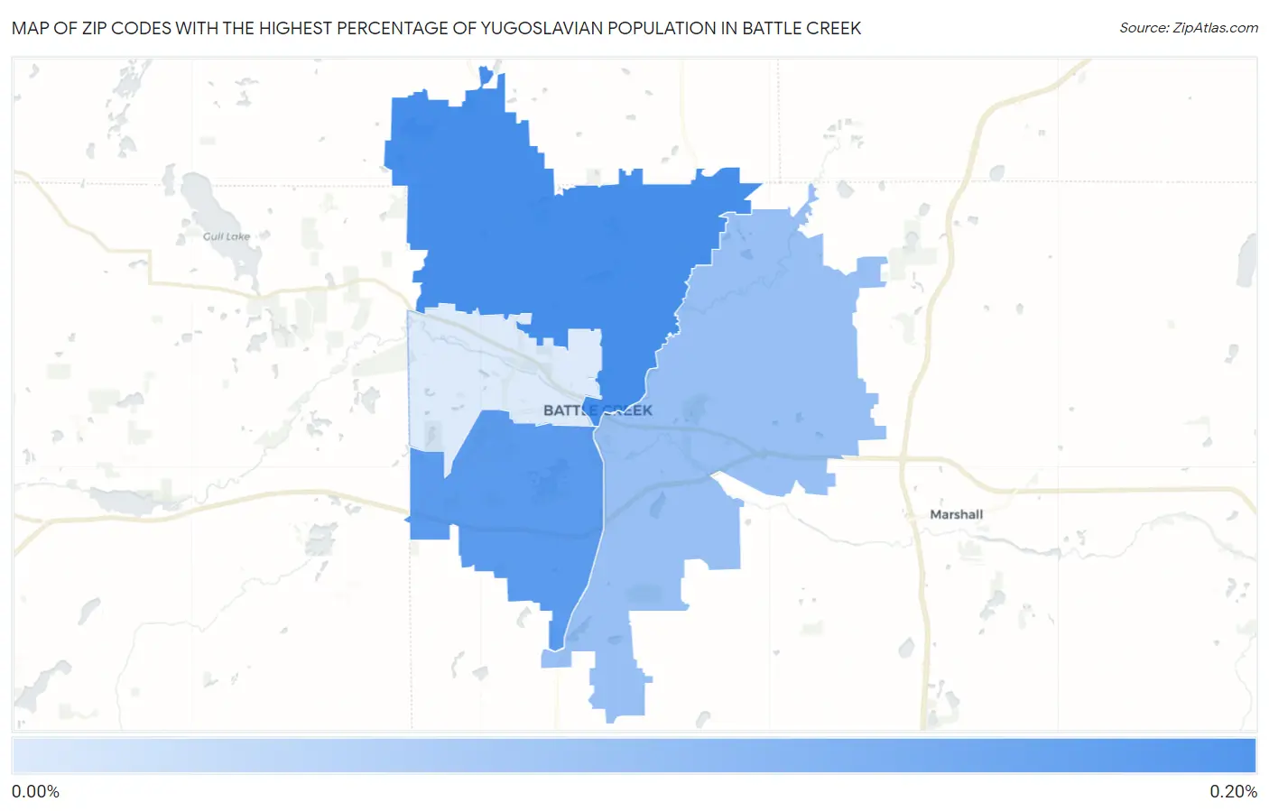 Zip Codes with the Highest Percentage of Yugoslavian Population in Battle Creek Map