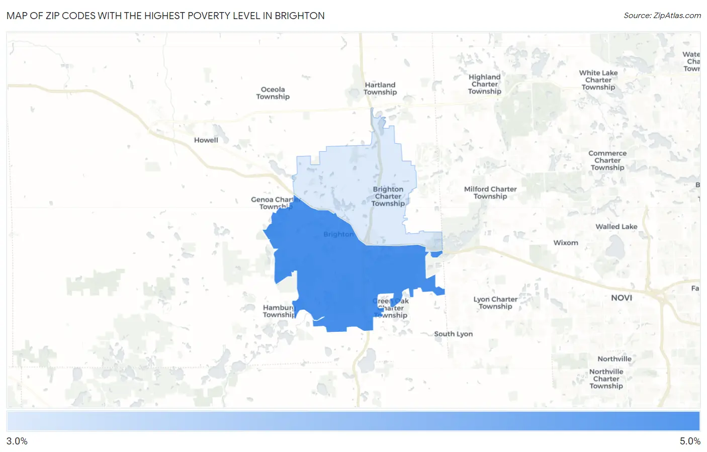 Zip Codes with the Highest Poverty Level in Brighton Map