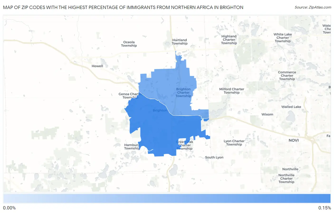 Zip Codes with the Highest Percentage of Immigrants from Northern Africa in Brighton Map