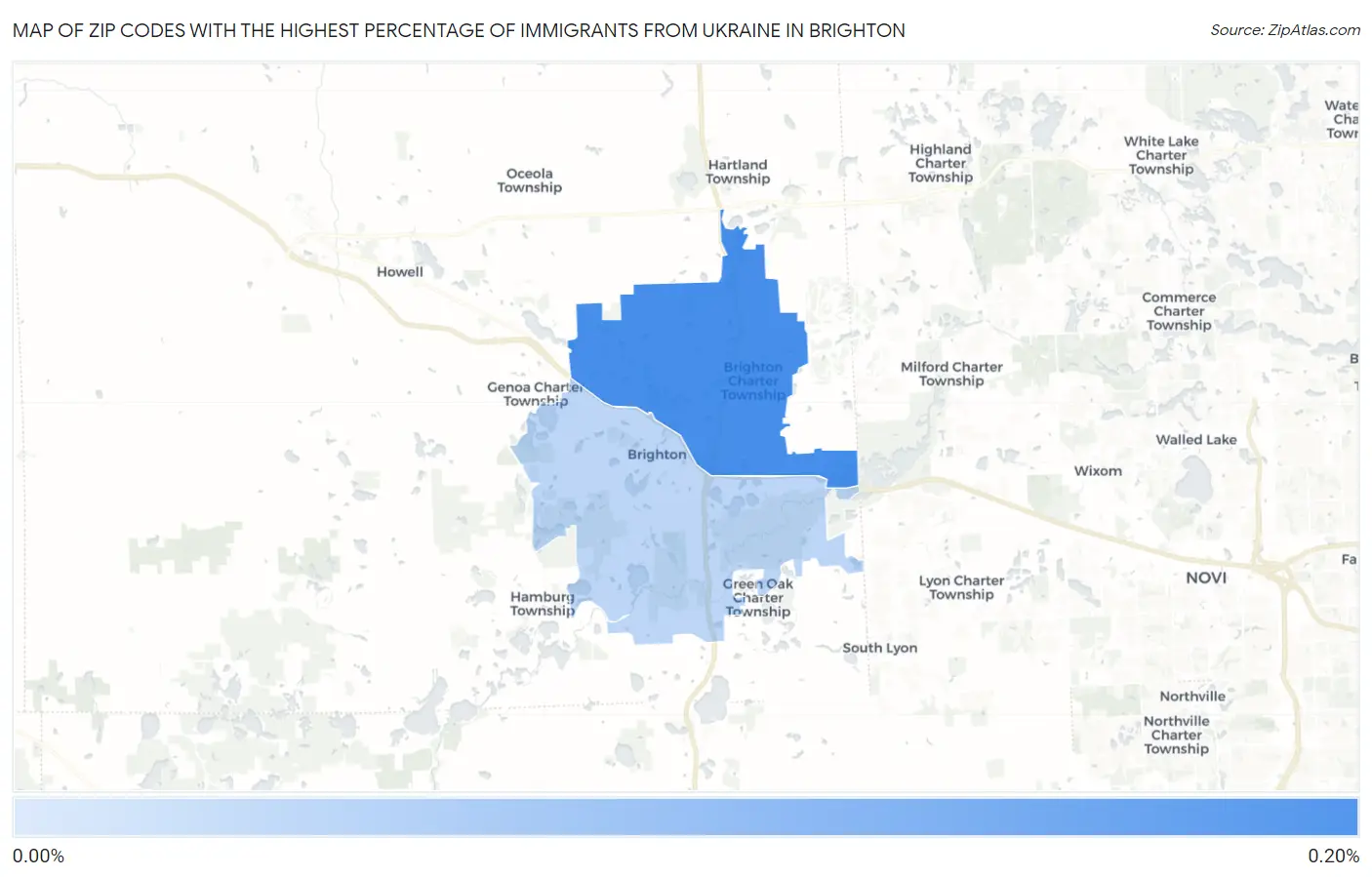 Zip Codes with the Highest Percentage of Immigrants from Ukraine in Brighton Map
