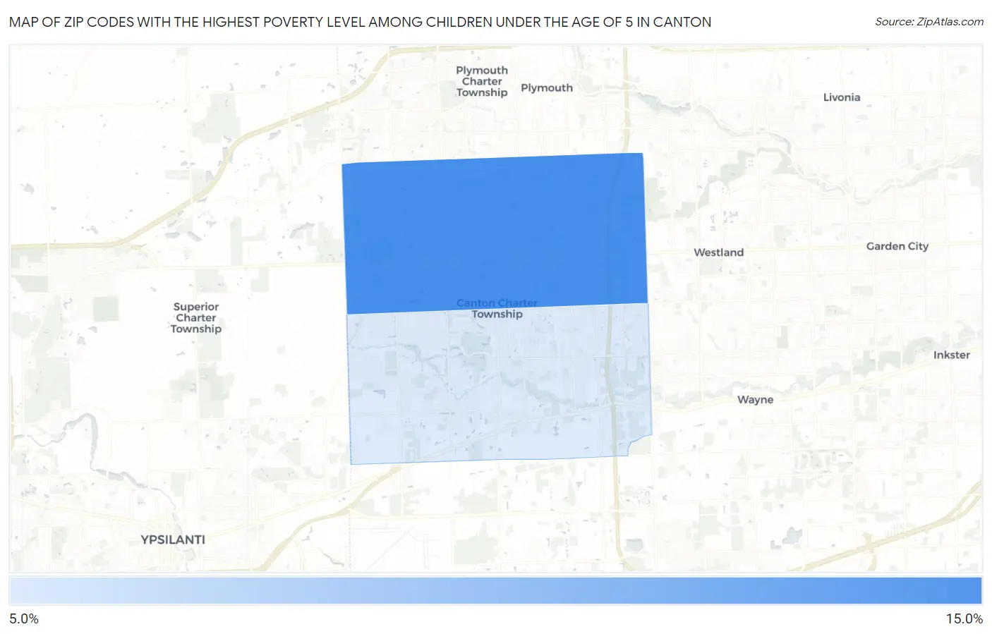 Zip Codes with the Highest Poverty Level Among Children Under the Age of 5 in Canton Map