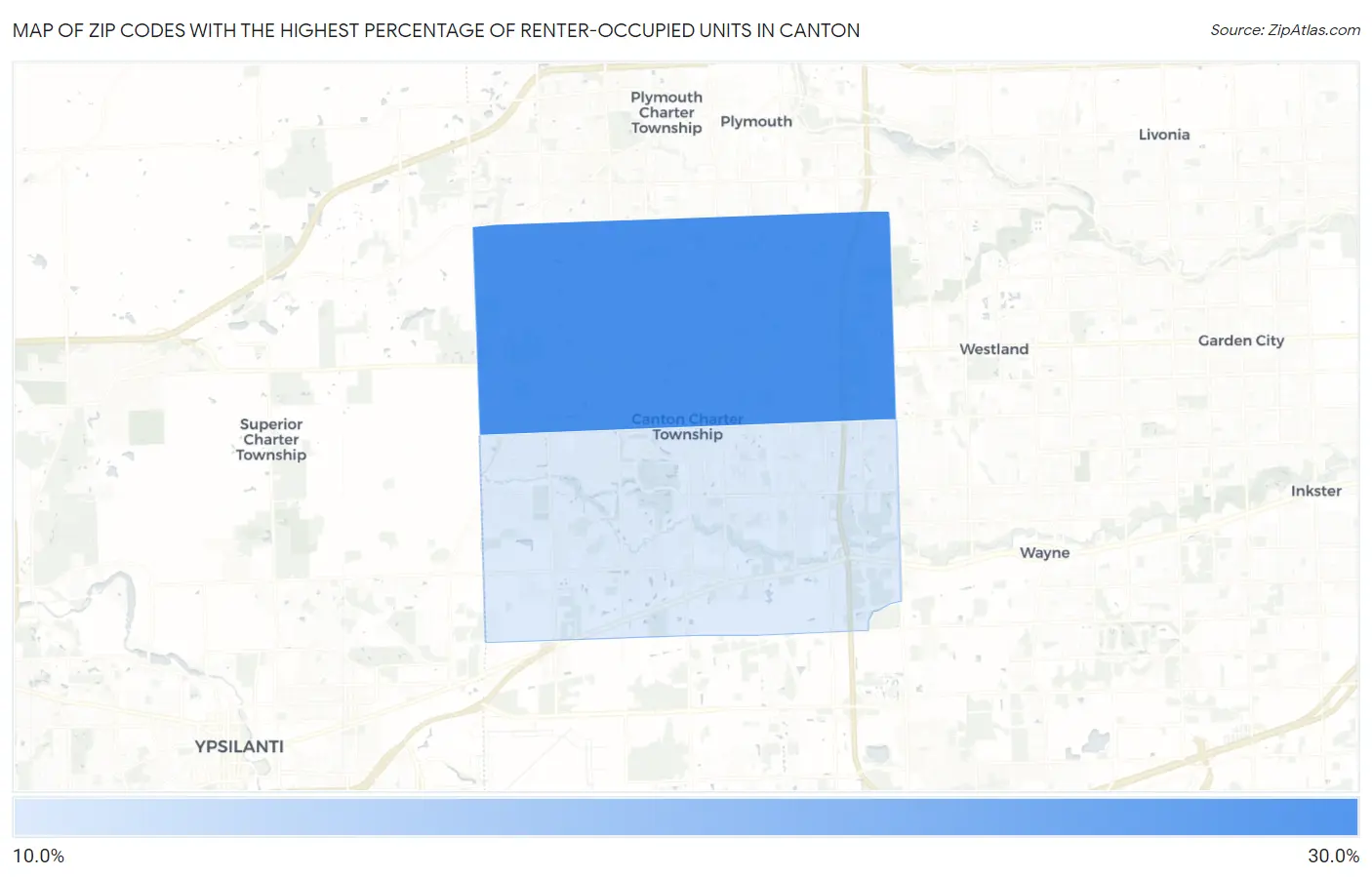 Zip Codes with the Highest Percentage of Renter-Occupied Units in Canton Map