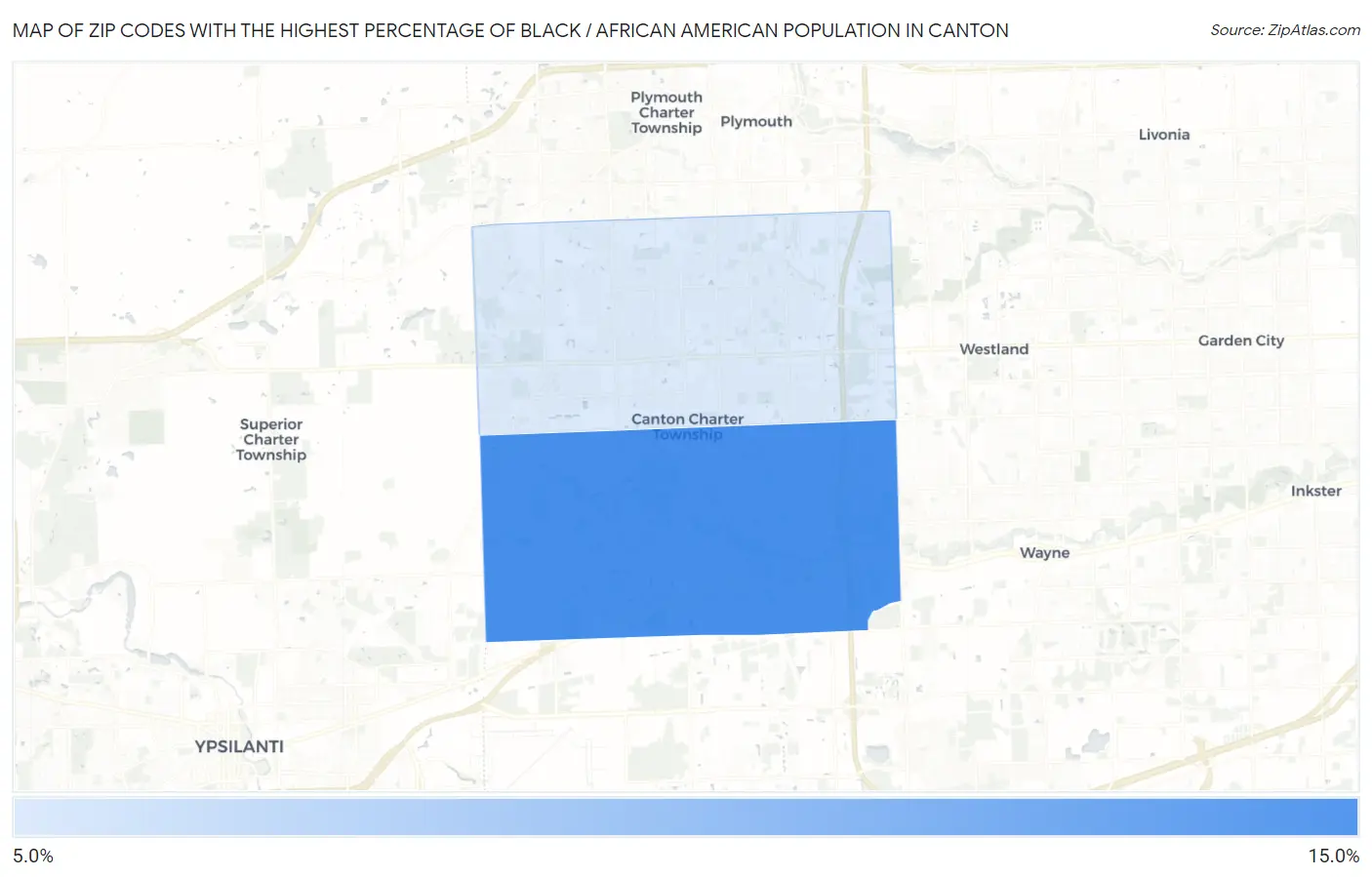 Zip Codes with the Highest Percentage of Black / African American Population in Canton Map
