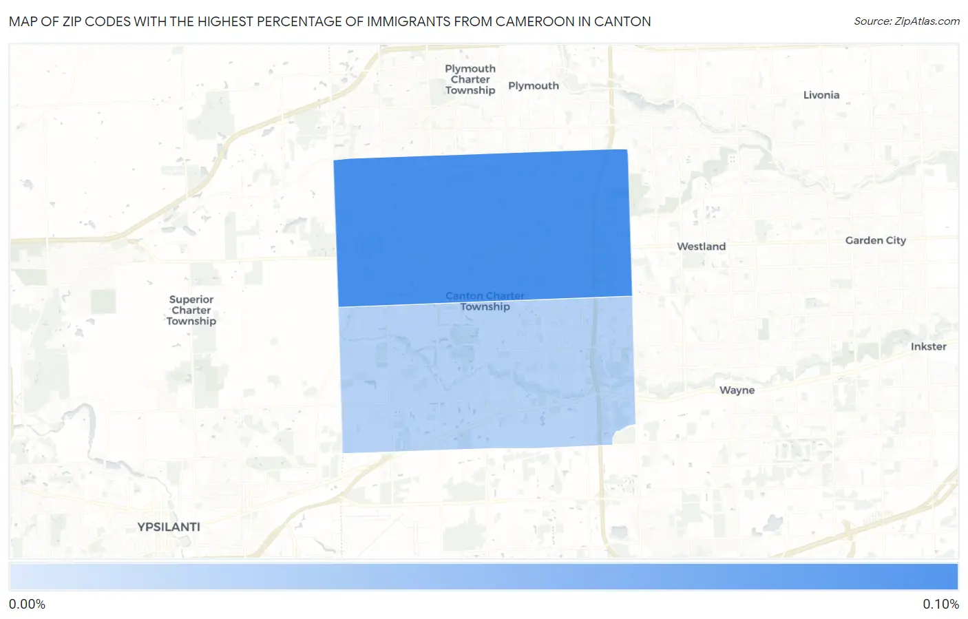 Zip Codes with the Highest Percentage of Immigrants from Cameroon in Canton Map