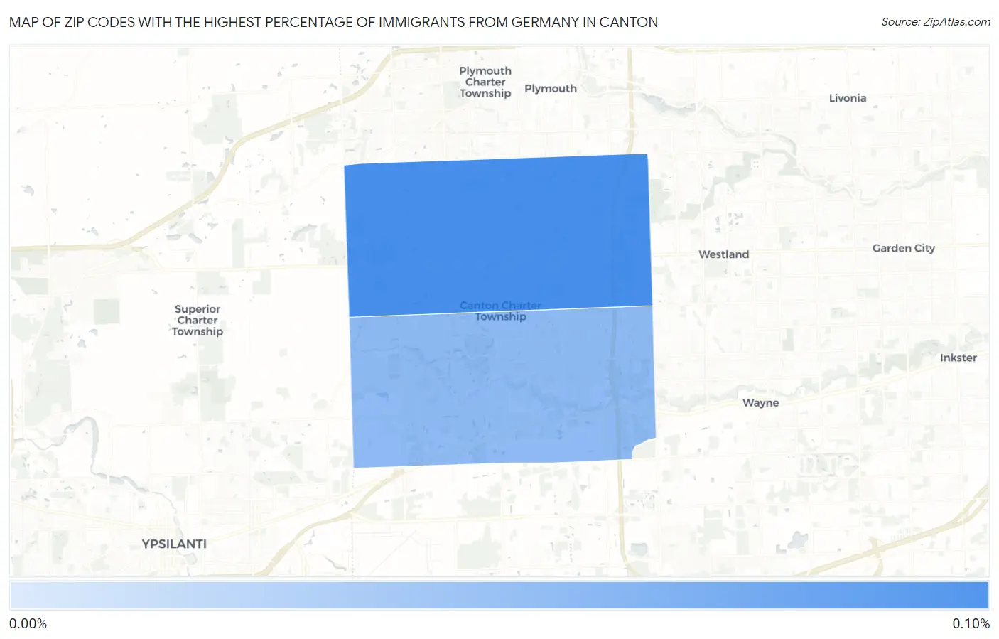 Zip Codes with the Highest Percentage of Immigrants from Germany in Canton Map